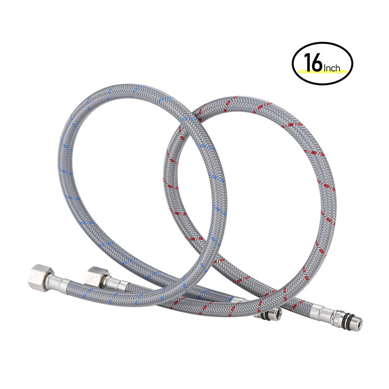 Tuyau de robinet de cuisine pour salle de bain Arcora, conduites d'alimentation en nylon tressé à filetage de compression 3/8 po x connecteur mâle M10 (1 paire)