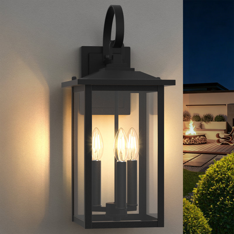 Lanterne murale d'extérieur 3 lumières Dallas, Noir mat, H 20 po x l 8,7 po x P 9,5 po