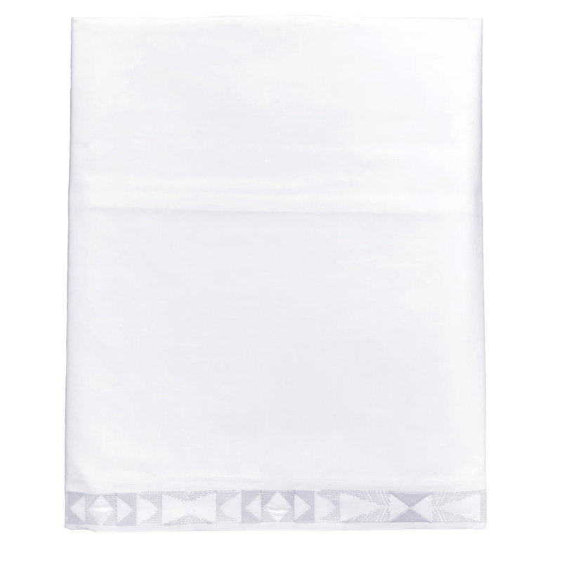Commune Percale Geometric Flat Sheet, King, Gravel