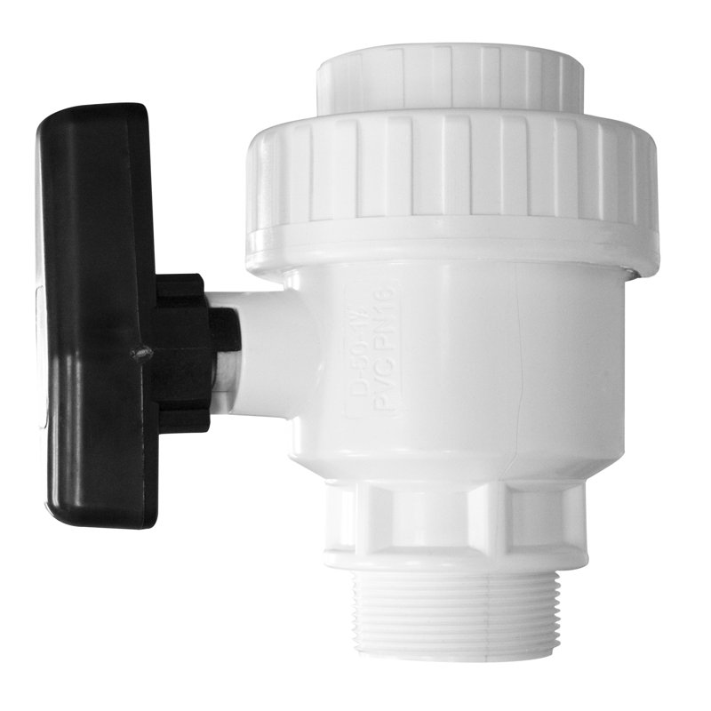 Hydrotools Swimming Pool ABS Threaded Socket Ball Valve - 7" - Black And White