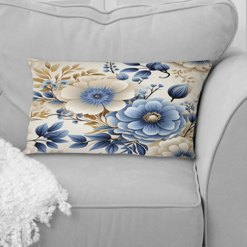 Classic Blue Harmony Bouquet - Coussin imprimé floral