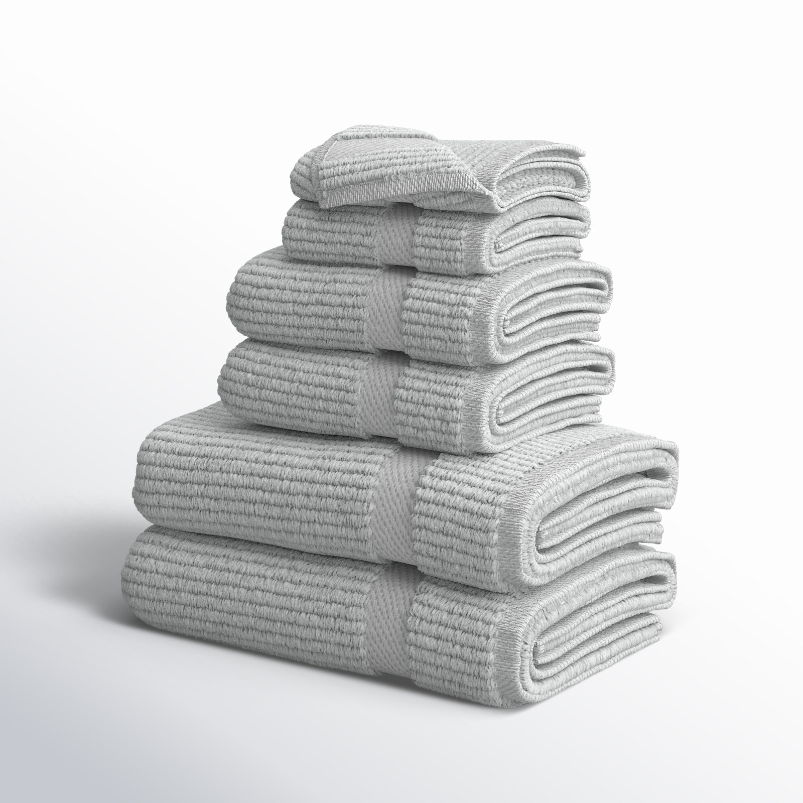 Bear 6-Piece Cotton Towel Set, Platinum
