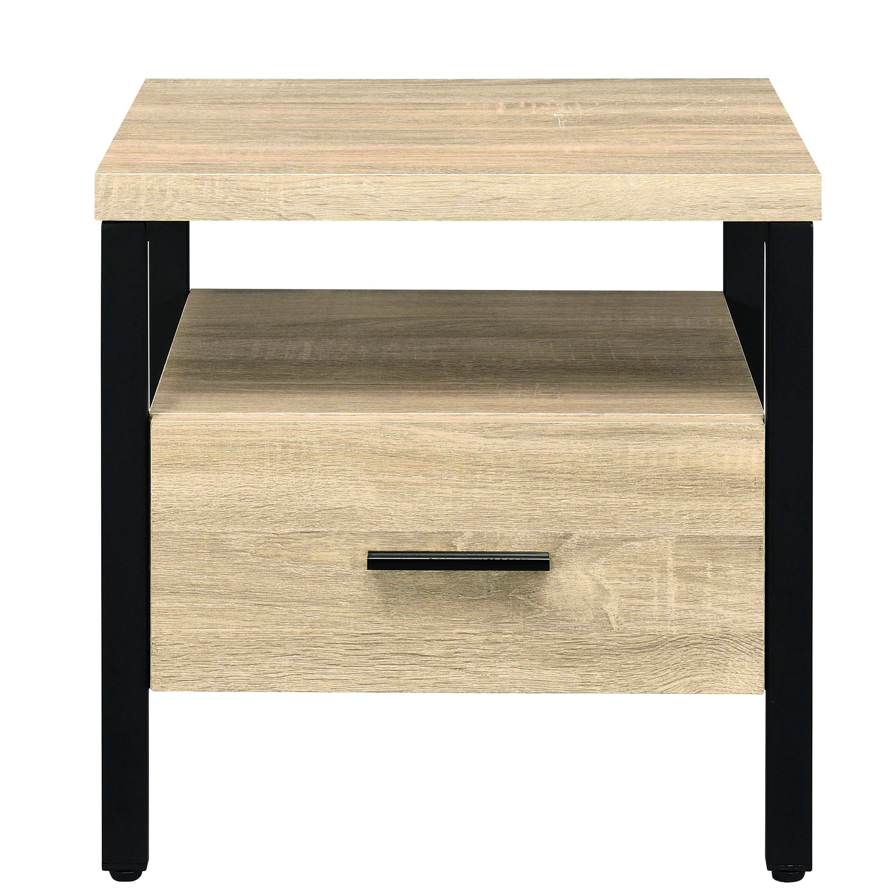 Latitude Run® Rustic Style Oak And Black Accent Table With Drawer - For ...