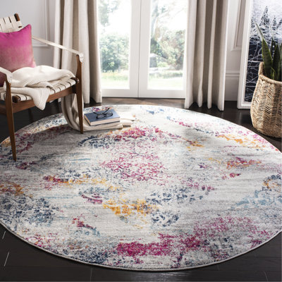 Tapis oriental gris clair / fuchsia Christa