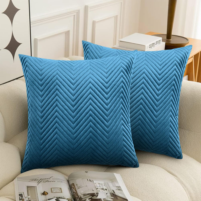 Chevron Square Throw Cushion Pad, Teal