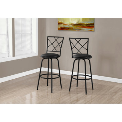 Bar Stool, Set Of 2, Swivel, Bar Height, Metal