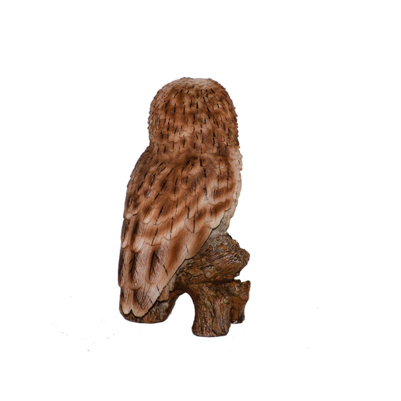 Small Tawny Owl on Stump Resin Garden Statue