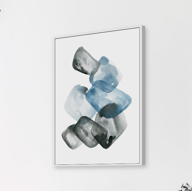 « hand en main », reproduction de peinture à l’aquarelle sur toile encadrée, H 45 po x l 30 po