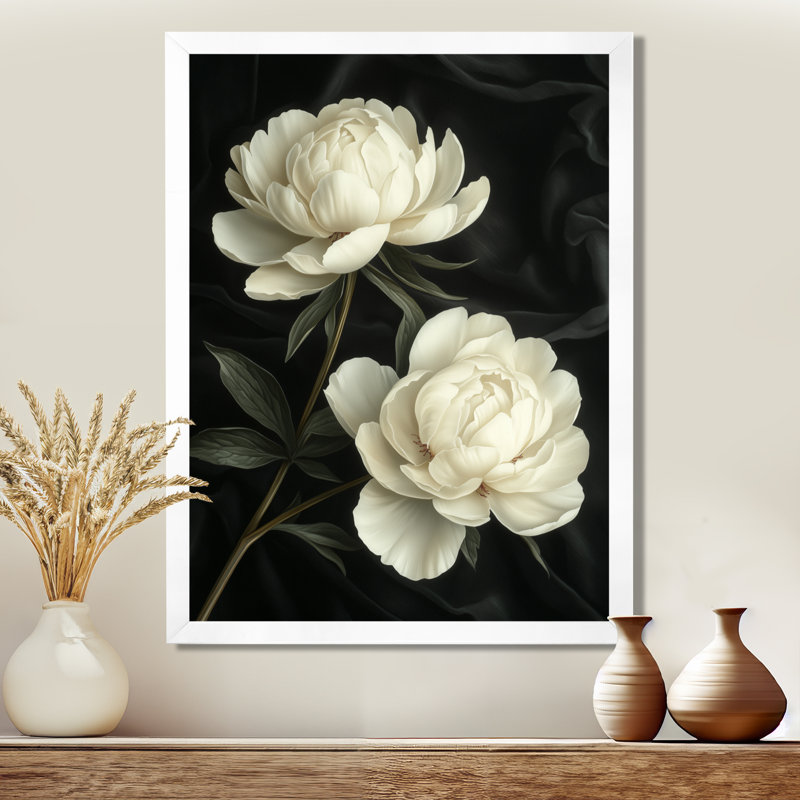 Barris - Floral Wall Art, H 32 po x l 16 po, Reproduction encadrée d'une seule photo, Blanc