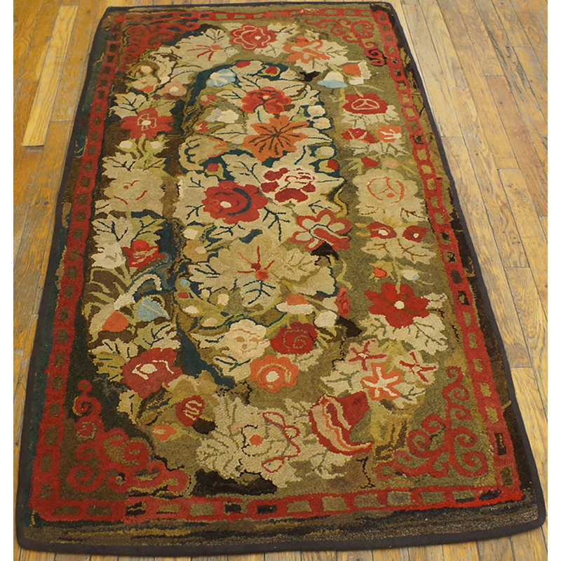 Tapis antique en laine American Hooked Antique