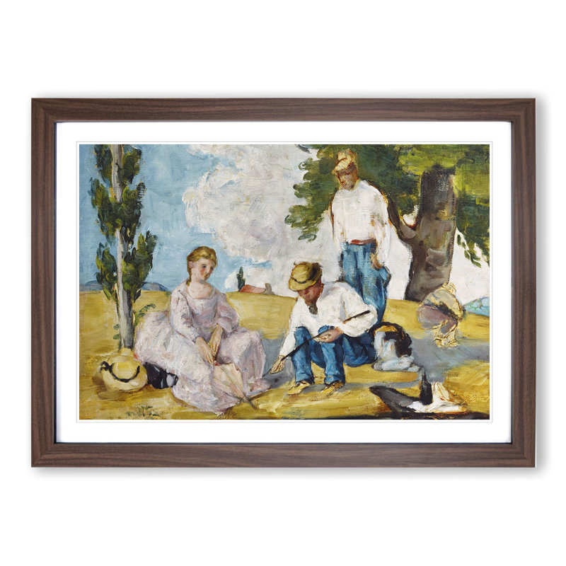 Picnic on a Riverbank by Paul Cezanne - Framed Print, Walnut Framed, 36cm H x 48cm W x 2cm D