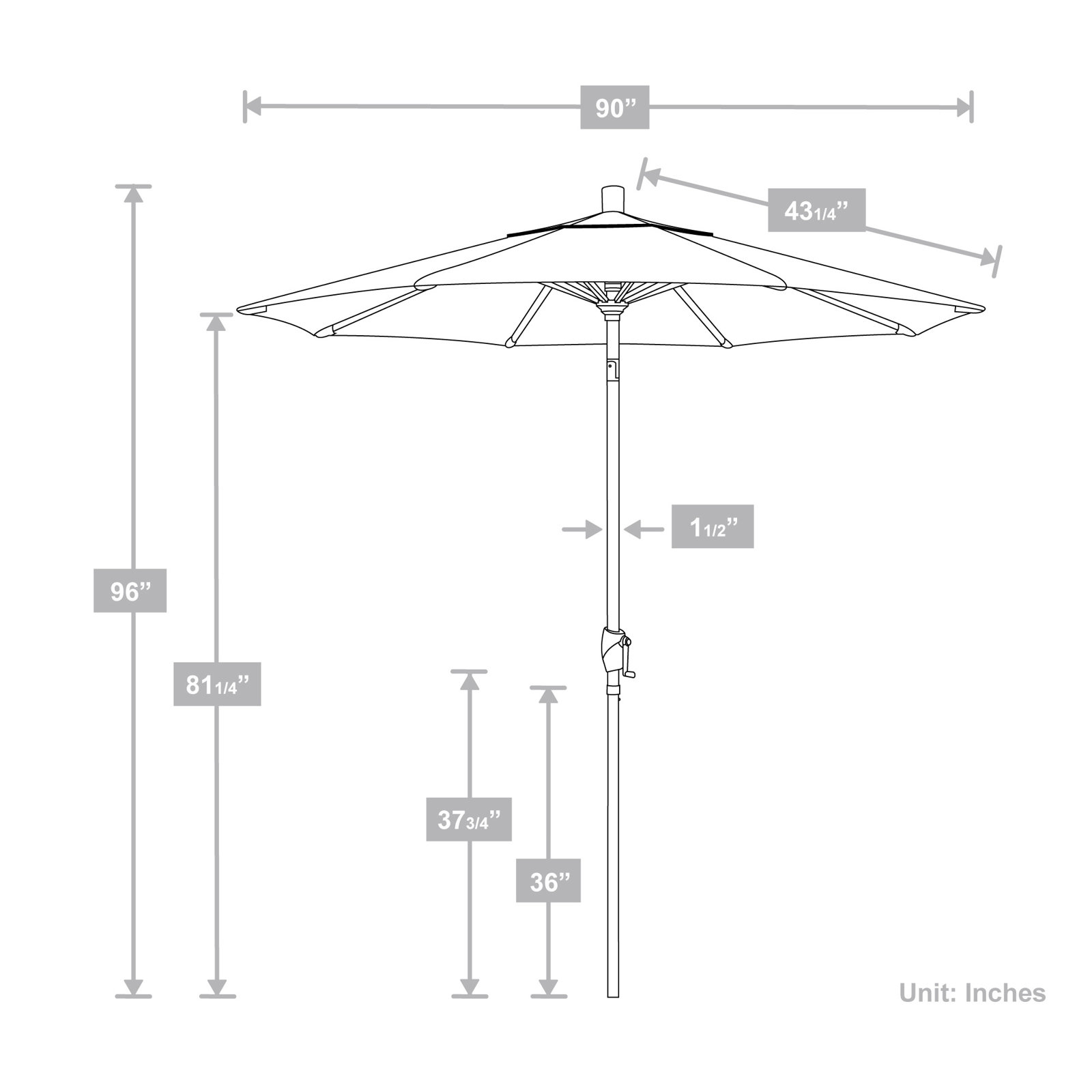 90'' Outdoor Umbrella, White, Astoria Sunset Sunbrella®, Sunbrella®