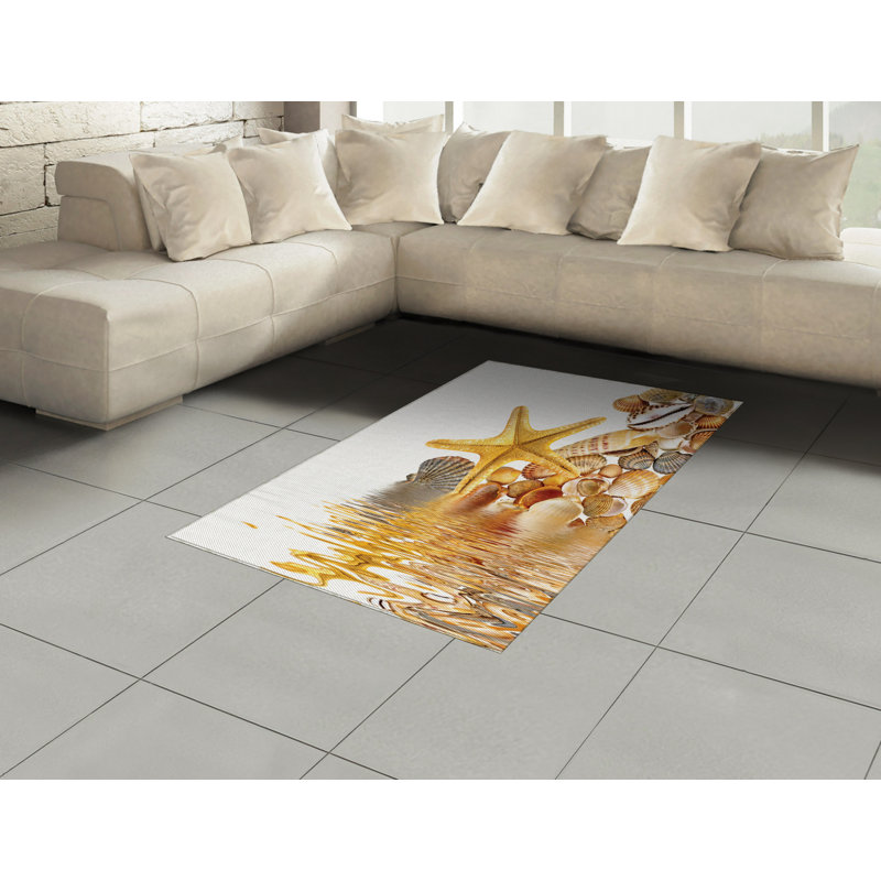 Beach High Density Long Fiber Poly Threads Decorative Area Rug Carpet, Rectangle 4' x 5'8"