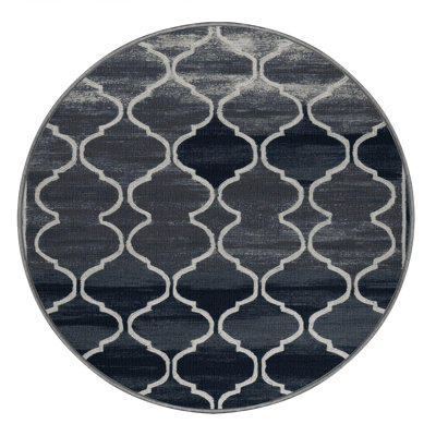 Machine Washable Trellis Gray Area Rug