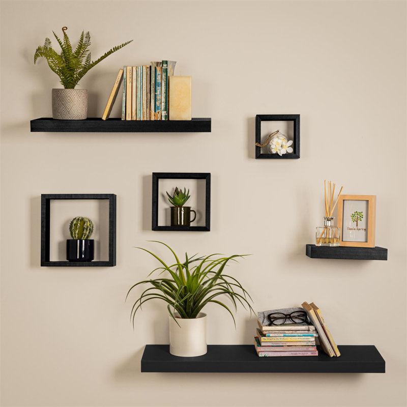 Harbour Housewares - Modern Floating Wall Shelf - 25cm, Black