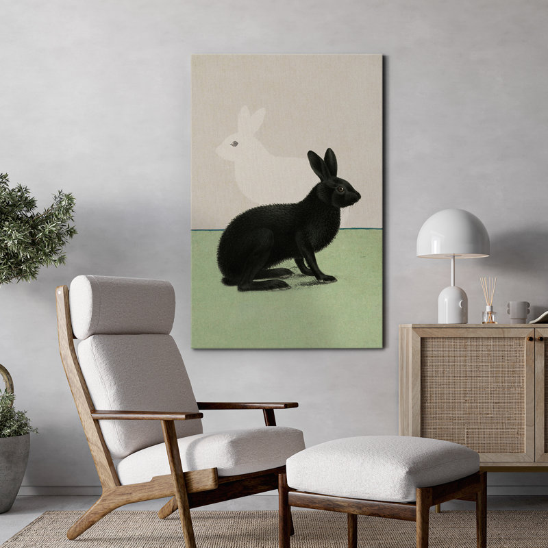 Illustration de lapin, impression sur toile, décor animalier minimaliste pour chambre d'enfant ou bureau, Toile tendue