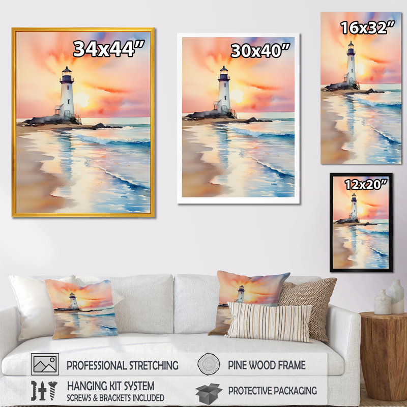 Coucher de soleil sur la plage 2 - Art mural plage, Toile tendue, H 32 po x l 24 po x P 1 po