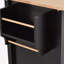 Chariot pour îlot de cuisine avec plateau en bois massif et roulettes verrouillables, largeur de 54,3 pouces, armoire à 4 portes et deux tiroirs, support à épices, porte-serviettes (noir)-1849579873