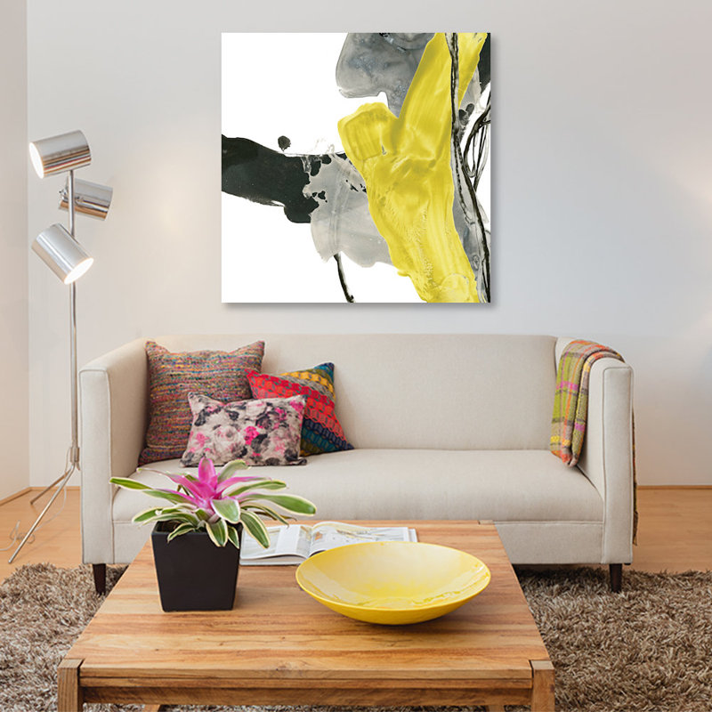 « citron flux ii », reproduction d’impression sur toile, H 37 po x l 37 po x P 1,5 po, Pas de tapis, Toile tendue