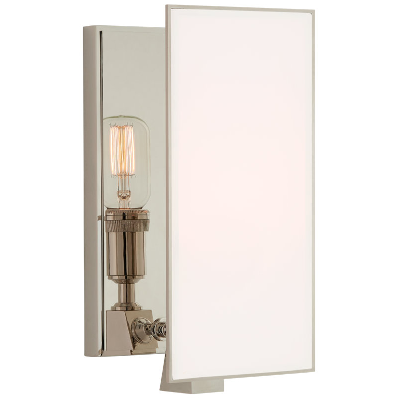 Thomas O'Brien Albertine 1 - Light Small Armed Sconce, White Diffuser, Polished Nickel
