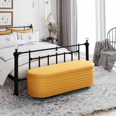 Banc de rangement rembourré en polyester Farrah