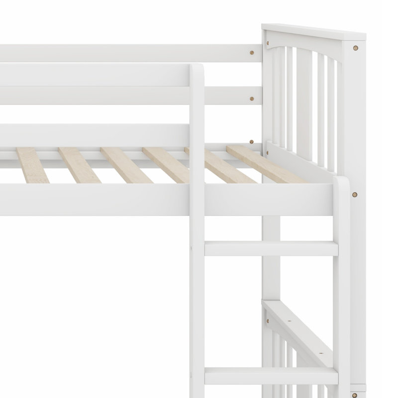 Bunk Bed With Ladder, Twin Over Twin, White