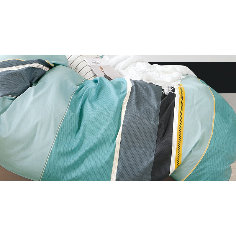 Cotton Twill Striped Comforter, King Comforter + 2 King Shams