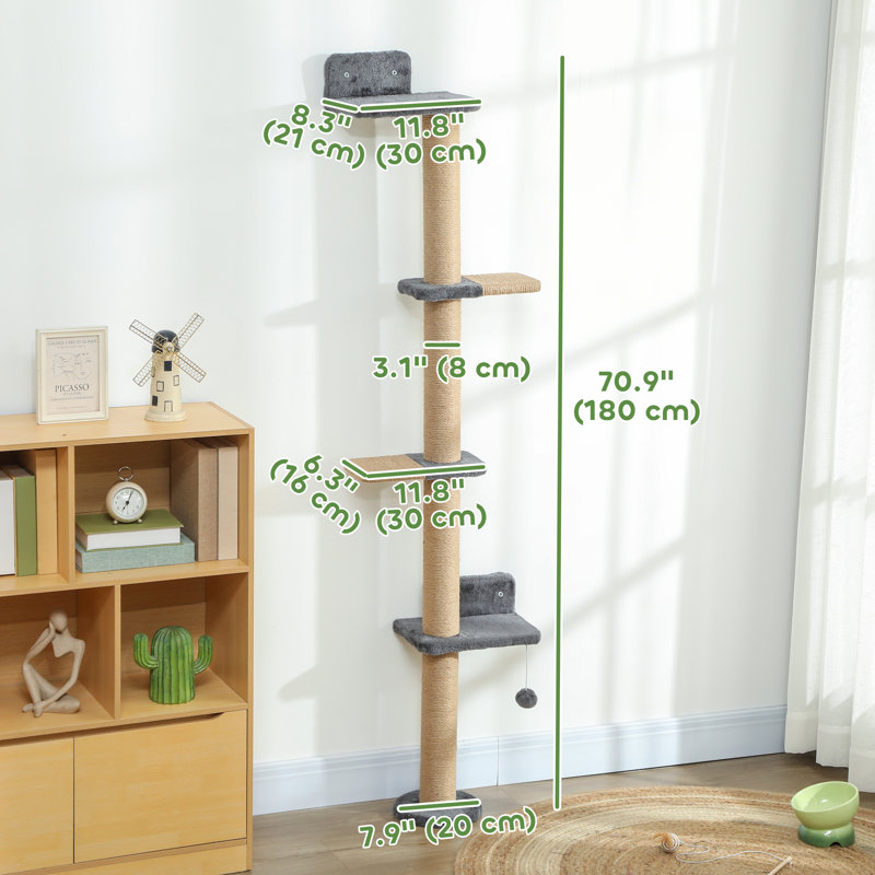 Cat Wall Furniture with 4 Perch Platforms for Indoor, Dark Grey
