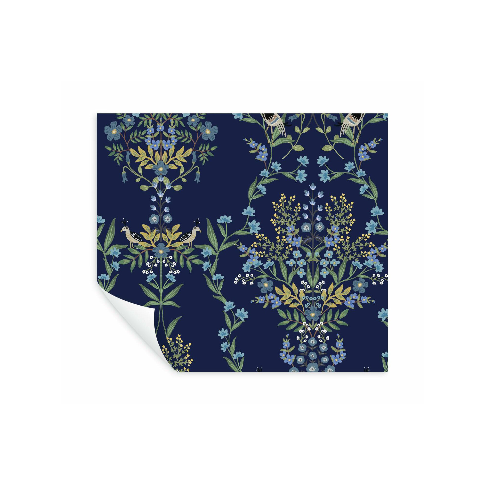 Luxembourg 20' L x 27" W Peel and Stick Wallpaper Roll, Blue