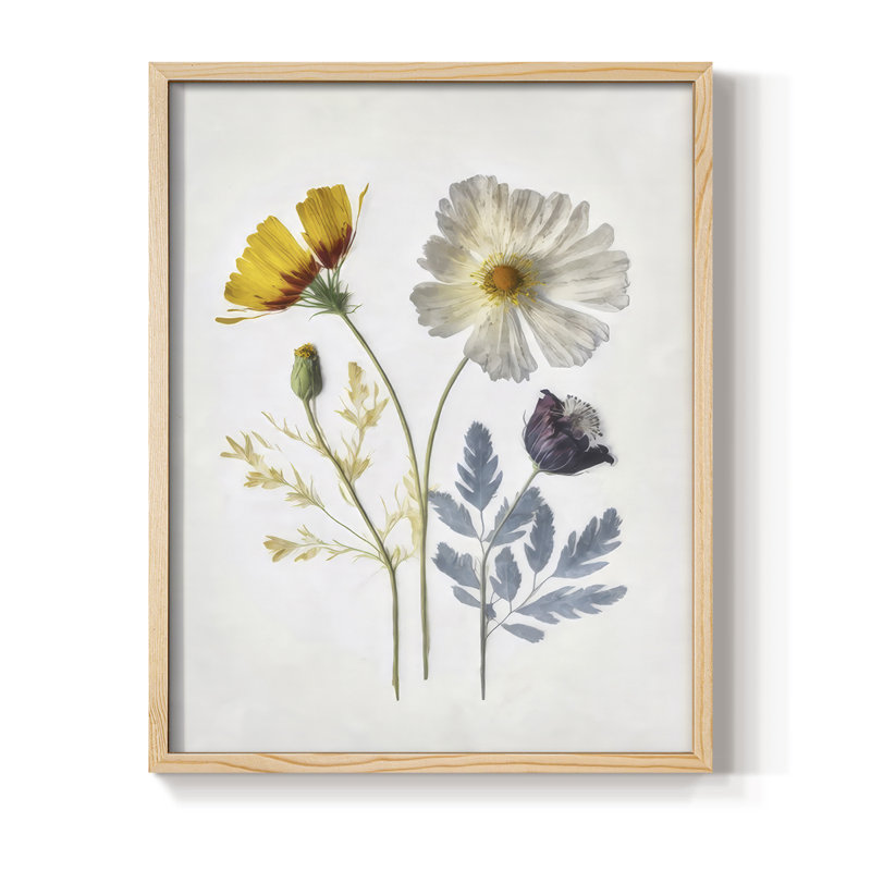 Pressed Flower Memories II, reproduction encadrée - bois massif, H 30 po x l 24 po, Naturel