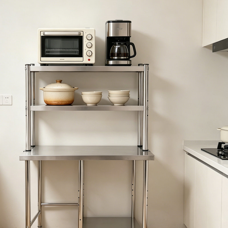 Rectangular Double Overshelf Double Tier Stainless Steel Overshelf
