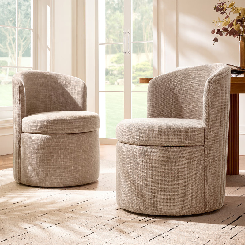 Chrysten 24''W Modern Dining Chair With Channel-Tufted Backrest, Sand
