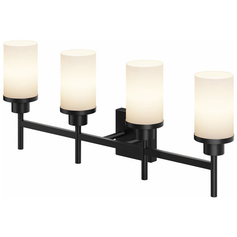 4-Light Bathroom Vanity Lighting, Matte Black