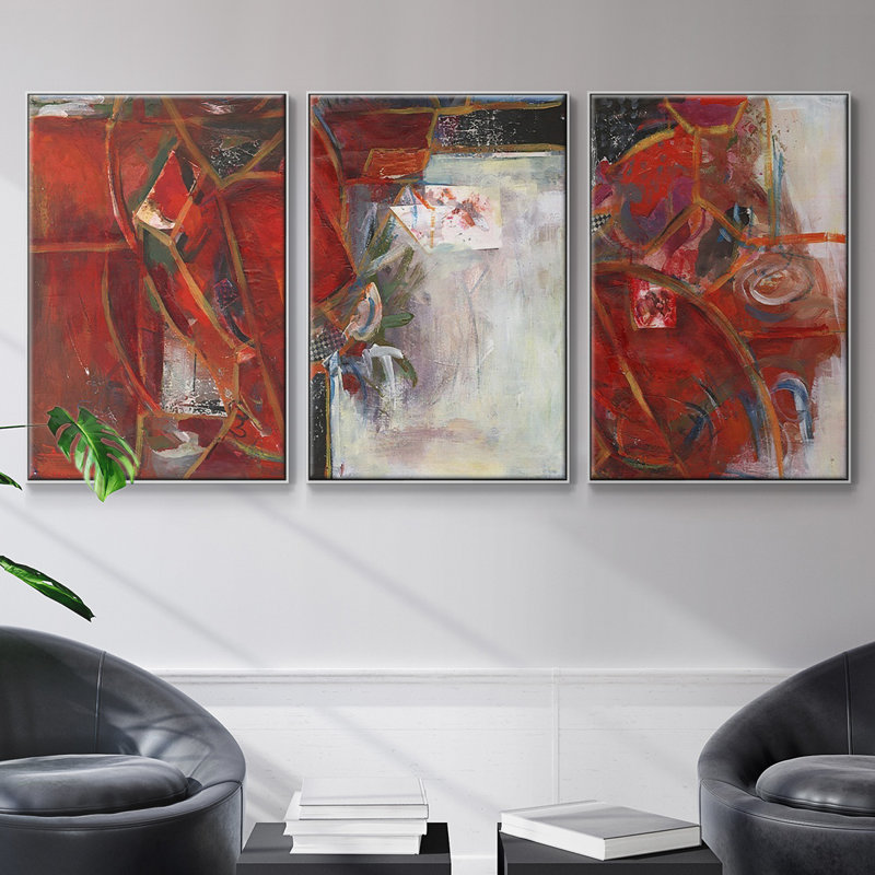 «City Life I», reproduction sur toile 3 pièces, Blanc, H 48 po x l 96 po x P 2 po