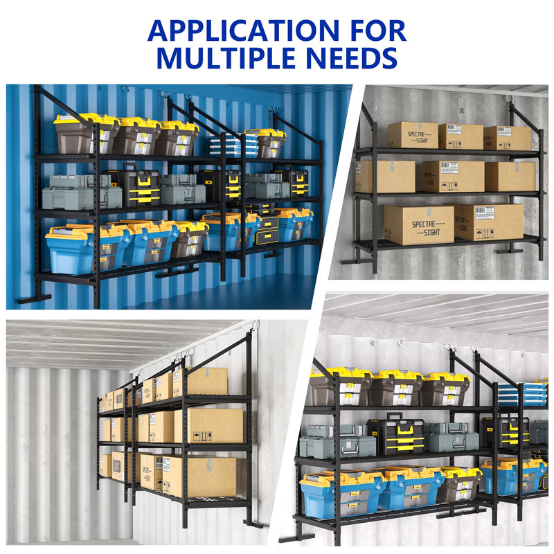 Étagères de contenants d'expédition, libérez votre potentiel vertical avec ce système de tablettes en acier entièrement fermé, accessoires de rangement pour camions pour entrepôts (P 59 po x l 22,36 po x H 59,25 po)
