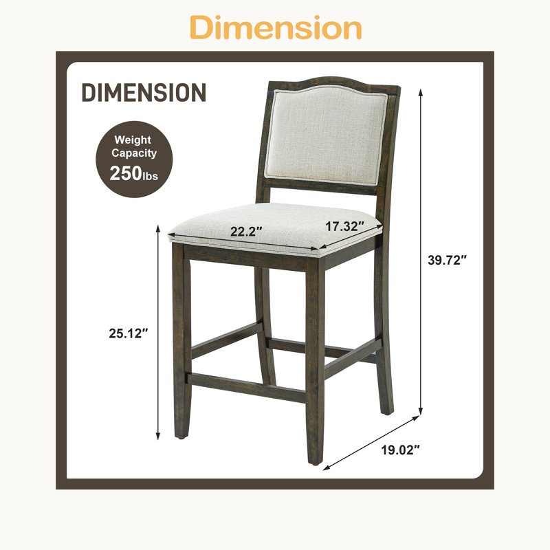 Ensemble de 2 tabourets de bar H 39,7 po avec patins antidérapants, Brun