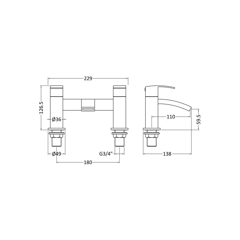 Deck Waterfall Faucet Bath Filler