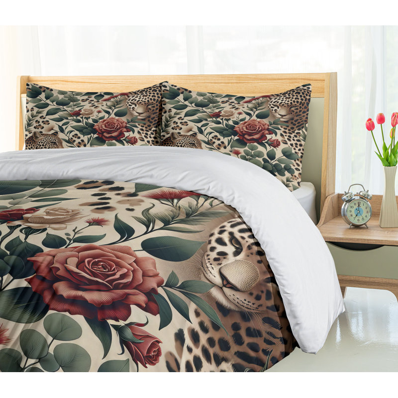 Leopard Duvet Cover, California King Duvet Cover + 2 Standard Shams