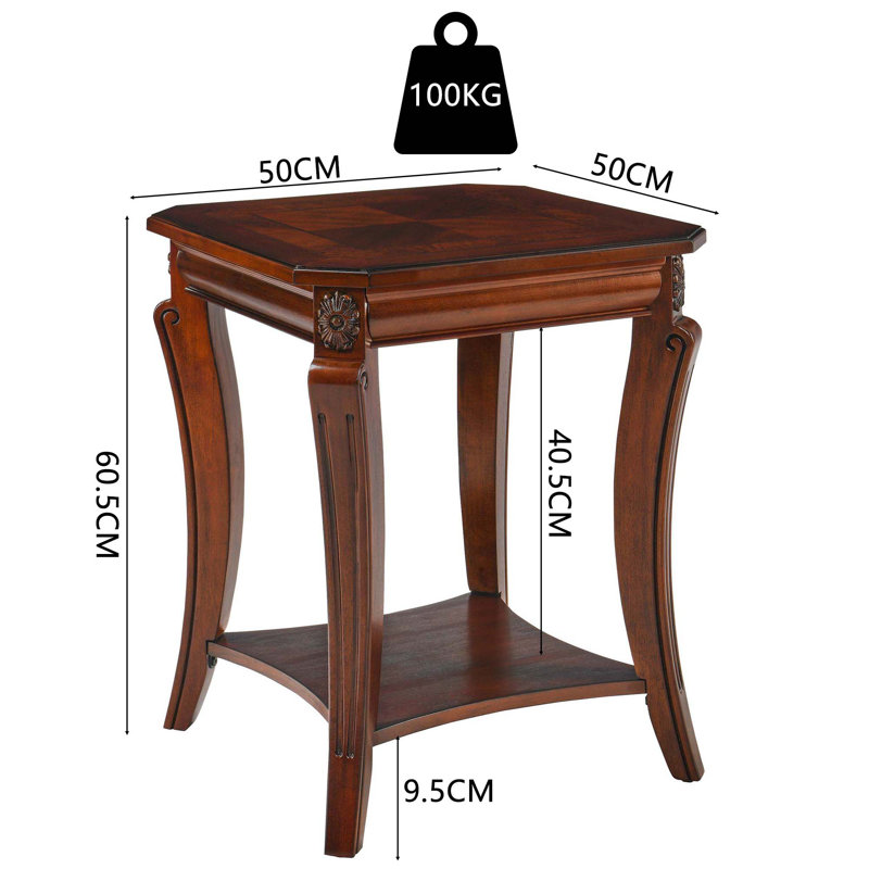 Traditional Wood End Table  And Curved Legs, Wood