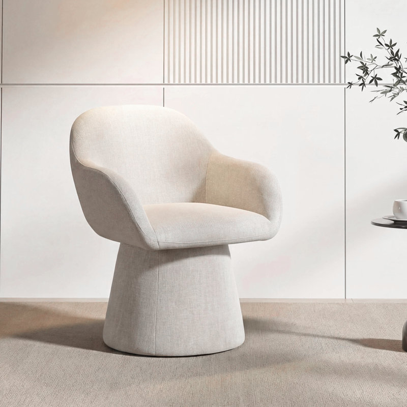 Linen Upholstered Barrel Side Chair