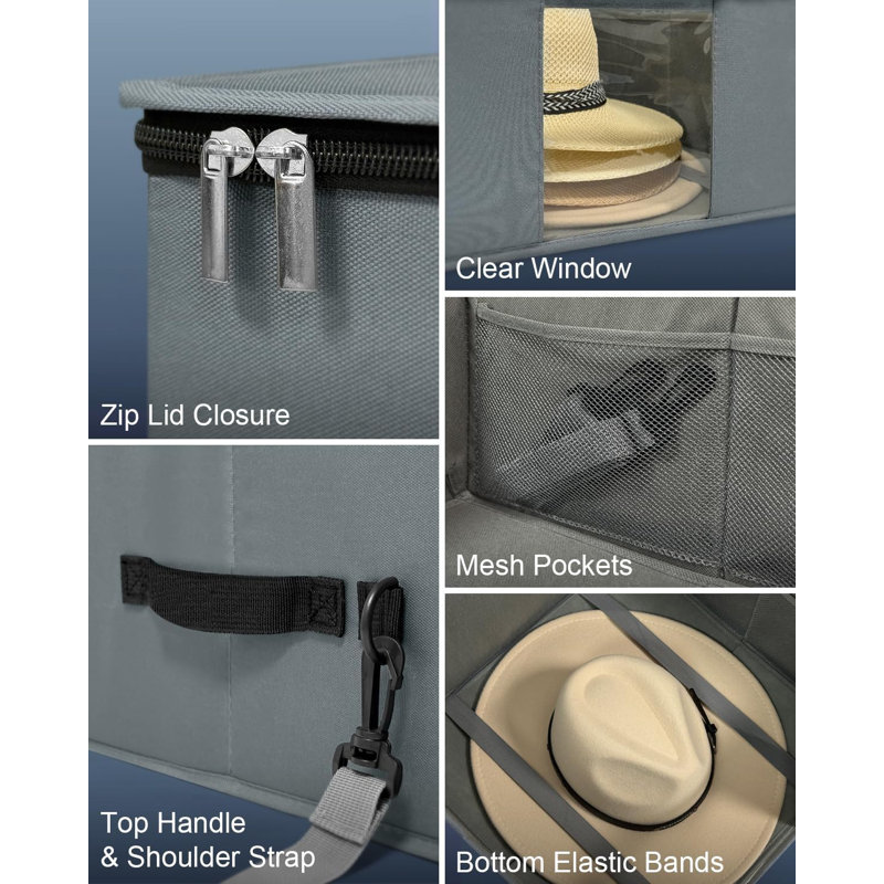 Paquet de 2 boîtes de rangement pour chapeau de cowboy, support robuste et résistant à la poussière