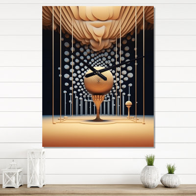 Graphic Bliss Retro Futuristic Architecture III - Horloge murale paysage abstrait surdimensionnée