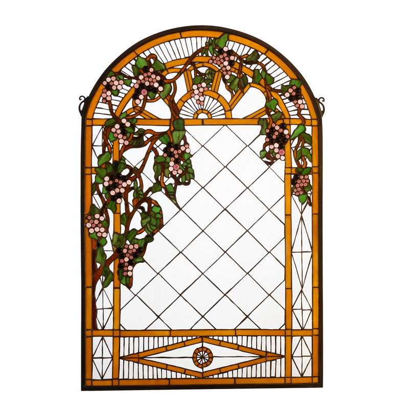 Tiffany Grape Diamond Trellis Stained Glass Window