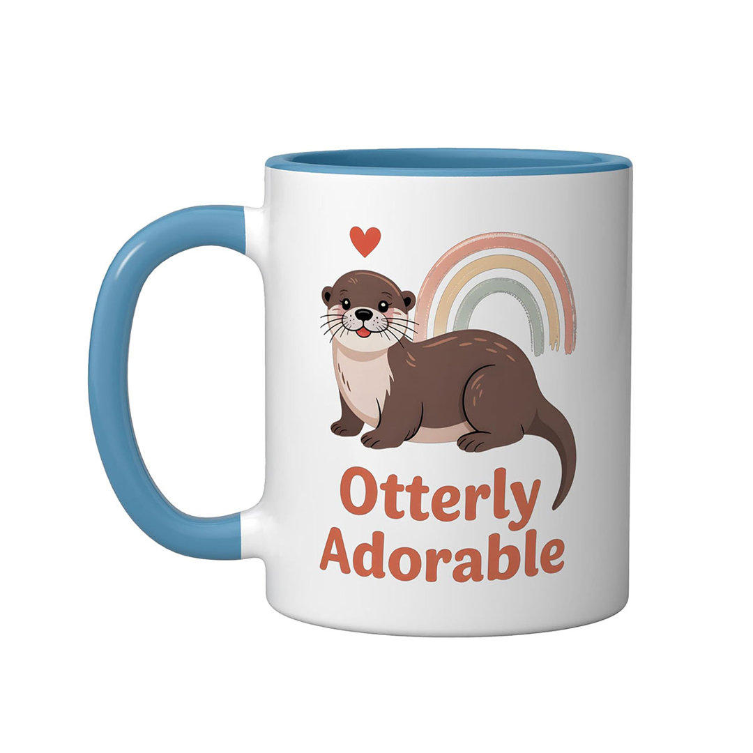 Otterly Adorable Cute Otter Gift Funny Animal Ceramic Mug, Orange/White