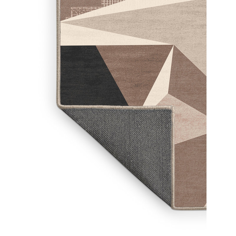 Tapis gris moelleux à motif géométrique moelleux et doux Narberth, 6 x 9