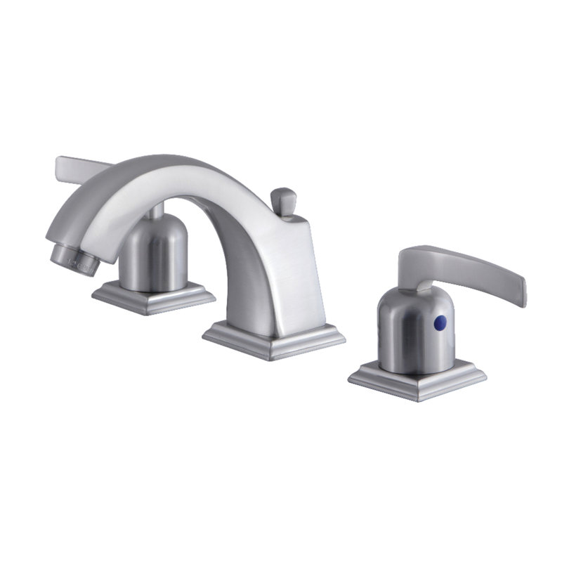 Kingston Brass Centurion Two-Handle 3-Hole Deck Mount Widespread Bathroom Faucet with Brass Pop-Up Drain, Brushed Nickel