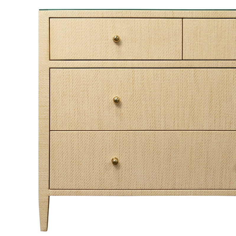 Four Drawer Chest with Glass Top, Gold