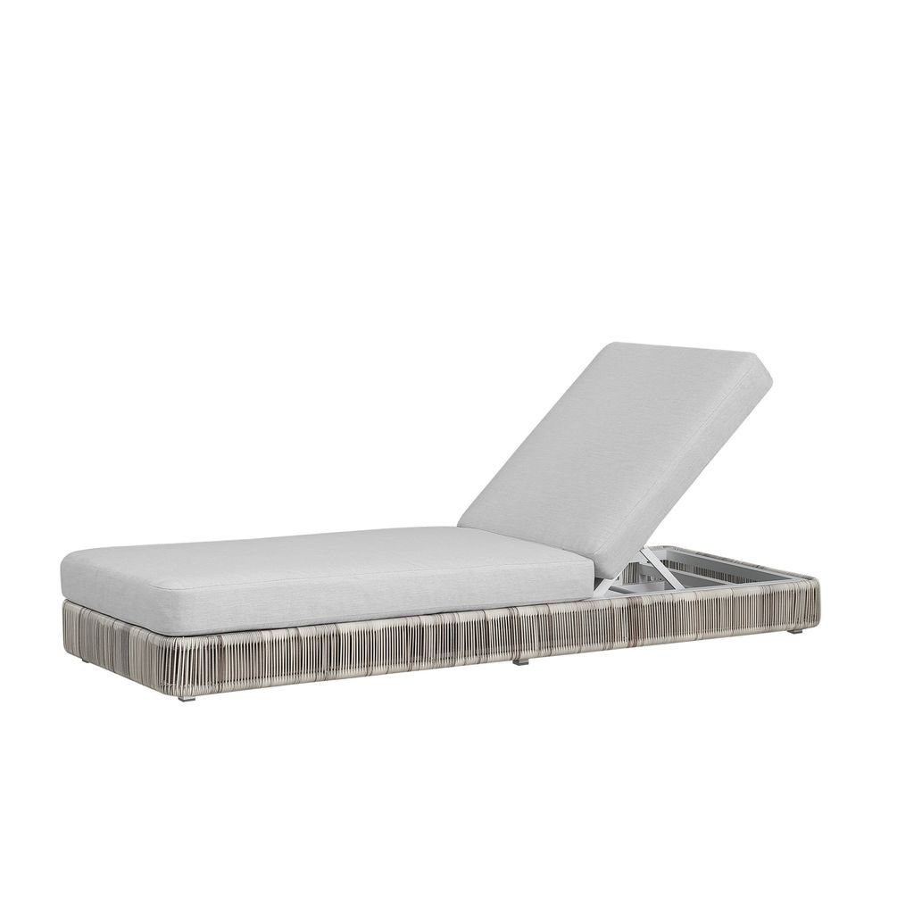 Poveromo Outdoor Metal Chaise Lounge, Ivory Driftwood