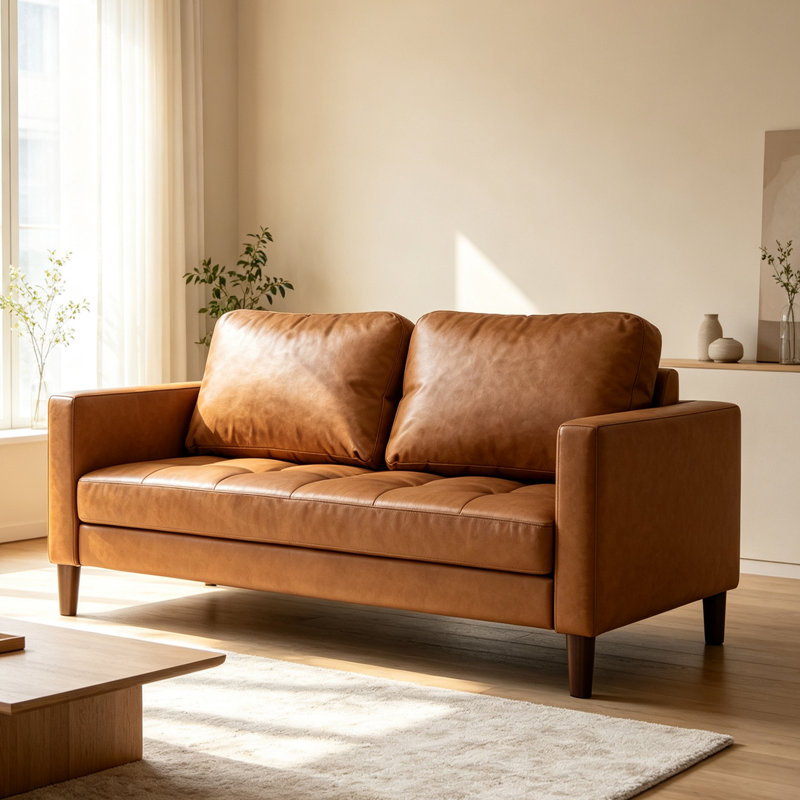 Jordy Faux Leather Loveseat, Camel