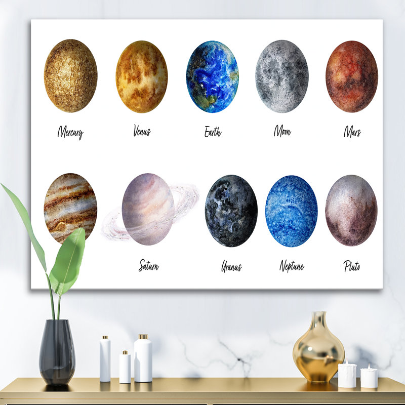 «All Planets United», impression sur toile, H 12 po x l 20 po x p 1 po, Toile tendue